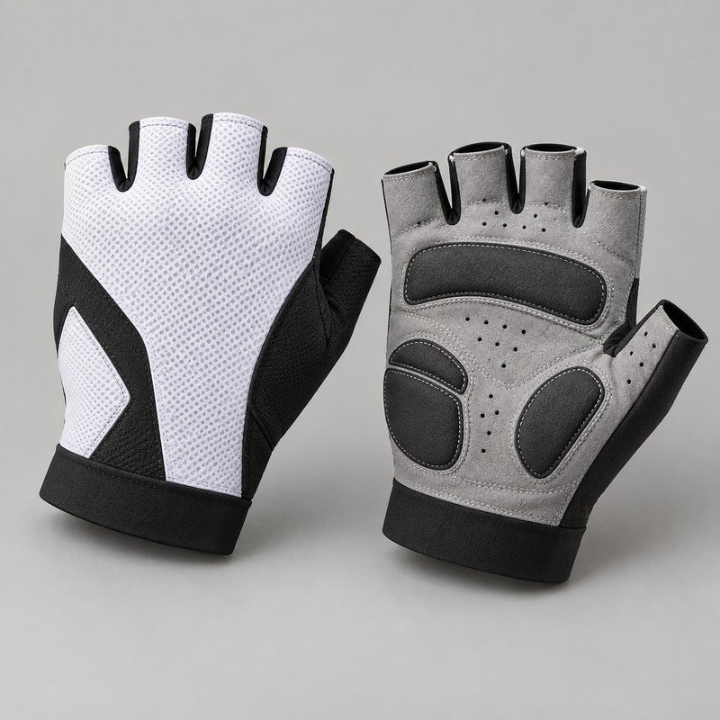 Roadline White Cycling Gloves